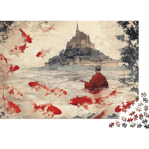 Mont Saint-Miche Puzzles 1000 Stück Ukiyo-e Puzzles Für Erwachsene Lernen Lernspielzeug Weihnachten Geburtstag Geschenke 1000pcs (75x50cm) von YTPONBCSTUG