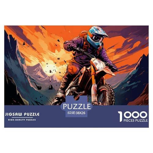 Motocross Hölzerne Puzzles Wasserfest 1000 Teile DIY- Puzzle Für Erwachsene Bunt Herausfordernde Puzzlespiele​ von YTPONBCSTUG