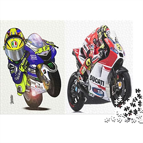 Motogp Puzzle 300 Teile,Geschicklichkeitsspiel Für Die Ganze Familie,Motocross Motorcycle Puzzles 300 Teile,Farbenfrohes Holz Puzzle Für Erwachsene 300pcs (40x28cm) von YTPONBCSTUG