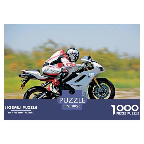 Motorcycle,Motorsport Hölzerne Puzzles Wasserfest 1000 Teile DIY- Puzzle Für Erwachsene Bunt Herausfordernde Puzzlespiele​ von YTPONBCSTUG
