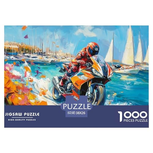 Motorcycles Hölzerne Puzzles Wasserfest 1000-teiliges Puzzle Für Erwachsene Spaß Lernspiele von YTPONBCSTUG