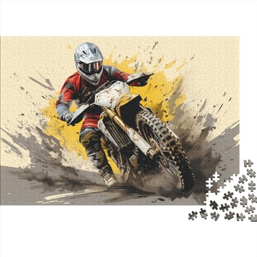 Motorrad 1000 Stück Puzzles Für Erwachsene Stress Abbauen Familien-Puzzlespiel 1000-teiliges Puzzle Dirtbikes Motocross Lernspiel Spielzeug Geschenk 1000pcs (75x50cm) von YTPONBCSTUG