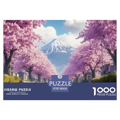 Mount Fuji-Cherry Blossom Hölzerne Puzzles Wasserfest 1000 Teile DIY- Puzzle Geschenke Für Erwachsene Bunt Puzzle Zur Heimdekoration​ von YTPONBCSTUG