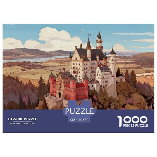 Neuschwanstein Castle Hölzerne Puzzles Wasserfest 1000 Teile DIY- Puzzle Für Erwachsene Herausfordernd Und Knifflig Herausfordernde Puzzlespiele von YTPONBCSTUG