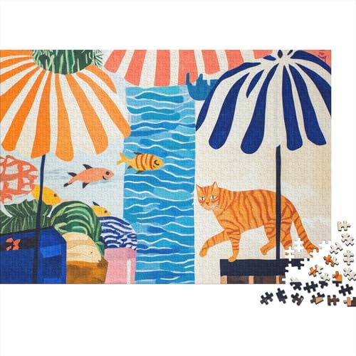 Orange Tabby Cat 1000 Stück Puzzles Für Erwachsene-Cut-Out Style Puzzles Für Erwachsene 1000 DIY Puzzle Spielzeug Für Dekorative Malerei 1000pcs (75x50cm) von YTPONBCSTUG