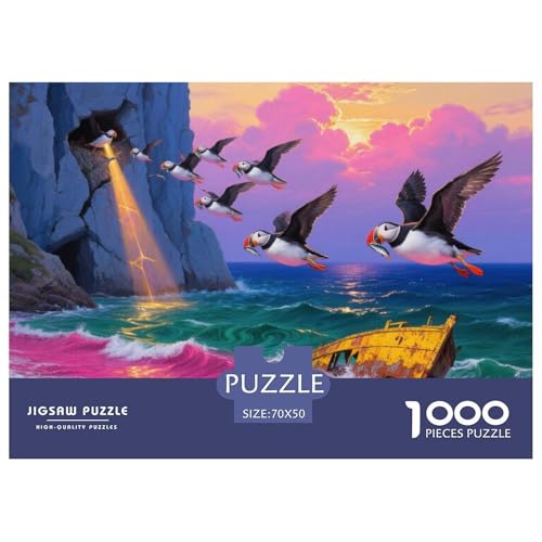 Papageientaucher Hölzerne Puzzles Wasserfest 1000-teiliges Puzzle Geschenke Für Erwachsene Spaß Lernspiele von YTPONBCSTUG