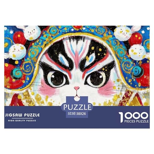 Peking-Oper-Katzen Hölzerne Puzzles Wasserfest 1000 Teile DIY- Puzzle Geschenke Für Erwachsene Spaßzur Heimdekoration von YTPONBCSTUG