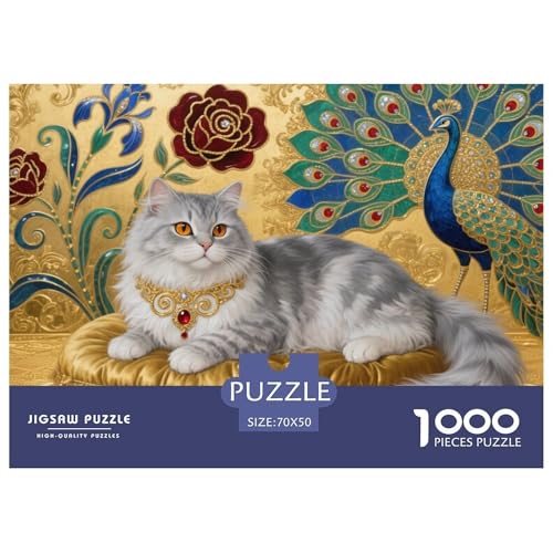 Perserkatze (Goldfoliengarten) Hölzerne Puzzles Wasserfest 1000-teiliges Puzzle Für Erwachsene Bunt Lernspiele von YTPONBCSTUG