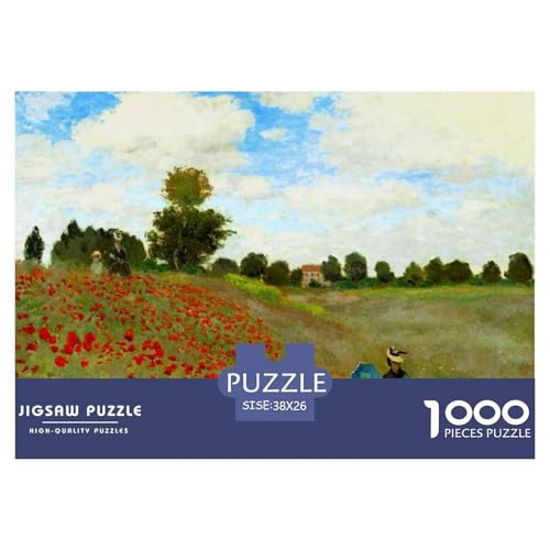 Poppies at Argenteuil Hölzerne Puzzles Wasserfest 1000-teiliges Puzzle Für Erwachsene Herausfordernd Und Knifflig Lernspiele von YTPONBCSTUG