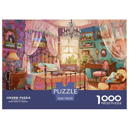 Princess Bedroom Hölzerne Puzzles Wasserfest 1000 Teile DIY- Puzzle Für Erwachsene Bunt Lernspiele von YTPONBCSTUG