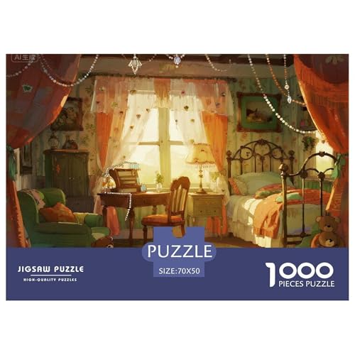 Princess Bedroom Hölzerne Puzzles Wasserfest 1000 Teile DIY- Puzzle Für Erwachsene Bunt Lernspiele von YTPONBCSTUG
