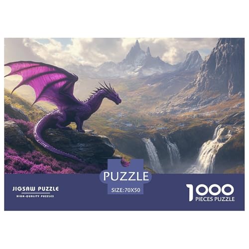 Purple Dragon Hölzerne Puzzles Wasserfest 1000 Teile DIY- Puzzle Für Erwachsene Bunt Puzzle Zur Heimdekoration​ von YTPONBCSTUG