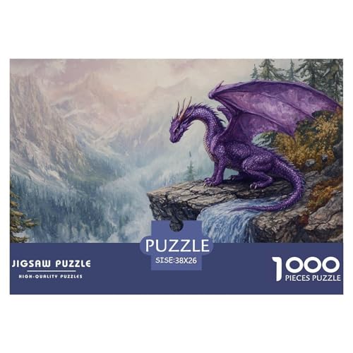 Purple Dragon Hölzerne Puzzles Wasserfest 1000 Teile DIY- Puzzle Für Erwachsene Herausfordernd Und Knifflig Lernspiele​ von YTPONBCSTUG