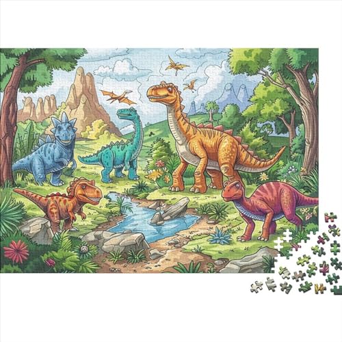 Puzzle 1000 Teile Dinosaurier Puzzle Für Erwachsene,Puzzle Mit Tier Zeichentrickfilm-Motiv,Kann Als Heimdekoration Verwendet Werden 1000pcs (75x50cm) von YTPONBCSTUG