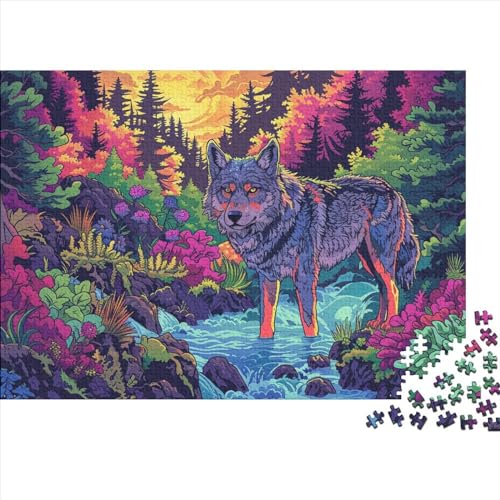 Puzzle 1000 Teile Wolf Puzzle Für Erwachsene,Puzzle Mit Tier Zeichentrickfilm-Motiv,Kann Als Heimdekoration Verwendet Werden 1000pcs (75x50cm) von YTPONBCSTUG