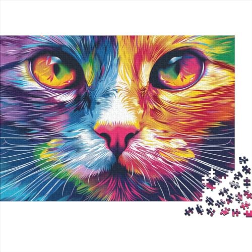 Puzzle 500 Teile Katze Puzzle Für Erwachsene,Puzzle Mit Tier Zeichentrickfilm-Motiv,Kann Als Heimdekoration Verwendet Werden 500pcs (52x38cm) von YTPONBCSTUG