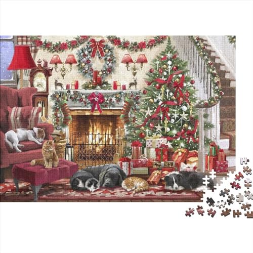 Puzzles Für Erwachsene, 300 Teile Holzpuzzle -Christmas,cat Festive Thema Puzzle Geschenk Wanddekoration 300pcs (40x28cm) von YTPONBCSTUG