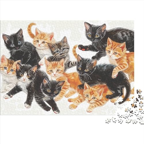 Puzzles Für Erwachsene，500 Teile Holzpuzzle -Katze,Tier Zeichentrickfilm Thema Puzzle Geschenk Wanddekoration 500pcs (52x38cm) von YTPONBCSTUG