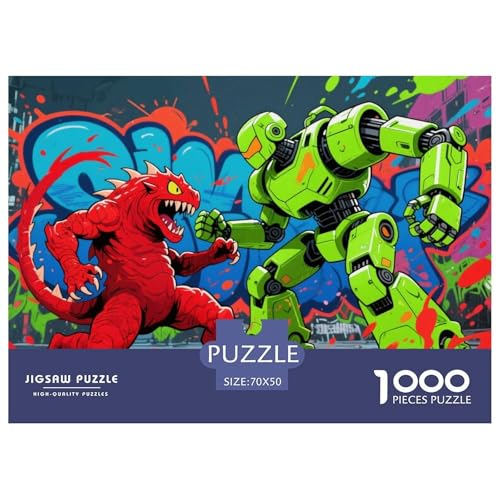 Robotermonster Hölzerne Puzzles Wasserfest 1000-teiliges Puzzle Für Erwachsene Bunt Herausfordernde Puzzlespiele von YTPONBCSTUG