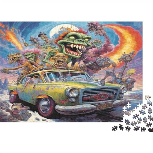 Rocking Cars 500 Teile Puzzle Nachhaltiges Puzzle Für Erwachsene | Hochwertige Umweltfreundliche Materialien |Geschenk Für Erwachsene|Monsters Cartoon 500pcs (52x38cm) von YTPONBCSTUG