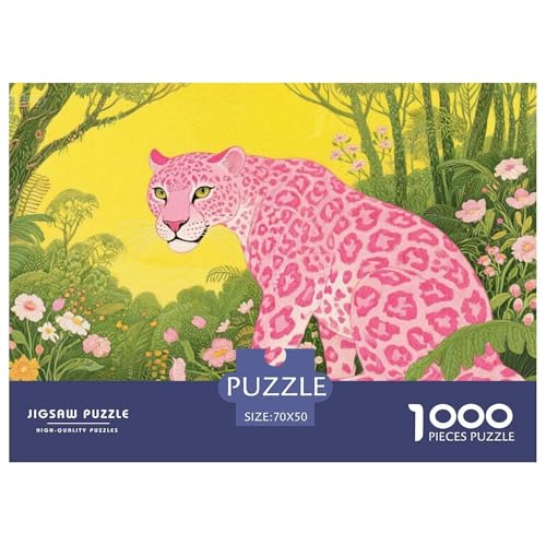 Rosa Leopard Hölzerne Puzzles Wasserfest 1000-teiliges Puzzle Geschenke Für Erwachsene Spaß Lernspiele von YTPONBCSTUG