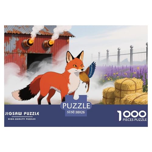 Rotfuchs auf der Steam Ranch Hölzerne Puzzles Wasserfest 1000 Teile DIY- Puzzle Für Erwachsene Bunt Lernspiele von YTPONBCSTUG