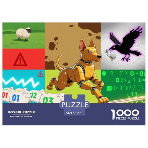 Schaf-Schäferhund-Krähe Hölzerne Puzzles Wasserfest 1000-teiliges Puzzle Geschenke Für Erwachsene Unmöglich Lernspiele von YTPONBCSTUG