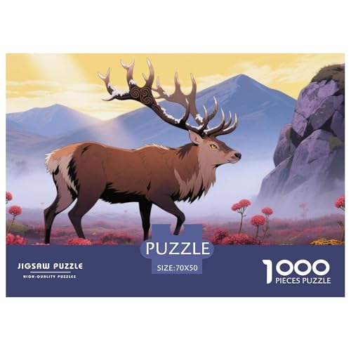 Schottischer Rothirsch Hölzerne Puzzles Wasserfest 1000-teiliges Puzzle Geschenke Für Erwachsene Bunt Lernspiele von YTPONBCSTUG