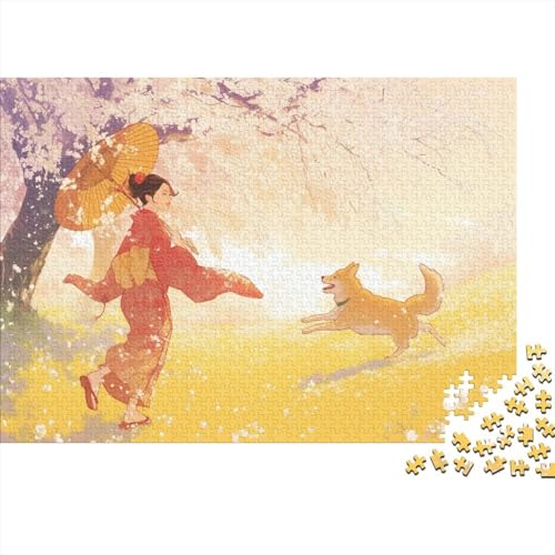 Spring Cherry Blossoms Puzzles 1000 Stück Japanese Rinpa Style Puzzles Für Erwachsene Lernen Lernspielzeug Weihnachten Geburtstag Geschenke 1000pcs (75x50cm) von YTPONBCSTUG