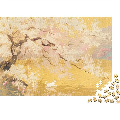 Spring Cherry Blossoms Puzzles 1000 Teile Für Erwachsene|Japanese Rinpa Style| 1000 Teile Holzpuzzle Lernspiele Heimdekoration Puzzle 1000pcs (75x50cm) von YTPONBCSTUG