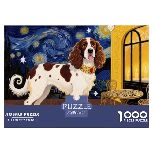 Springer Spaniel Sternennacht Hölzerne Puzzles Wasserfest 1000 Teile DIY- Puzzle Geschenke Für Erwachsene Bunt Herausfordernde Puzzlespiele von YTPONBCSTUG