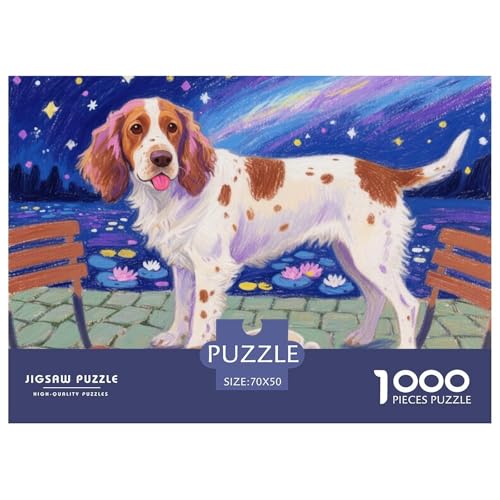 Springer Spaniel Sternennacht Hölzerne Puzzles Wasserfest 1000 Teile DIY- Puzzle Geschenke Für Erwachsene Spaß Herausfordernde Puzzlespiele von YTPONBCSTUG