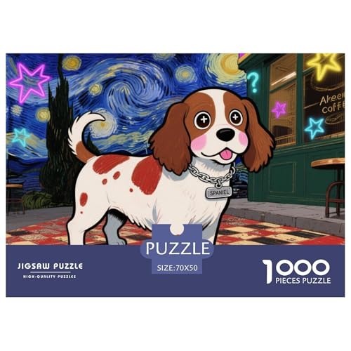 Springer Spaniel Sternennacht Hölzerne Puzzles Wasserfest 1000-teiliges Puzzle Für Erwachsene Herausfordernd Und Knifflig Lernspiele von YTPONBCSTUG