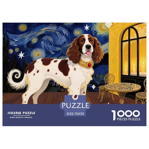 Springer Spaniel Sternennacht Hölzerne Puzzles Wasserfest 1000-teiliges Puzzle Für Erwachsene Spaß Lernspiele von YTPONBCSTUG