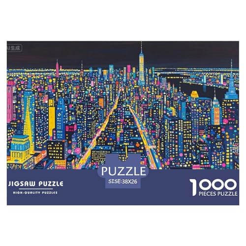 Stadtansicht bei Nacht Hölzerne Puzzles Wasserfest 1000 Teile DIY- Puzzle Für Erwachsene Bunt Lernspiele von YTPONBCSTUG