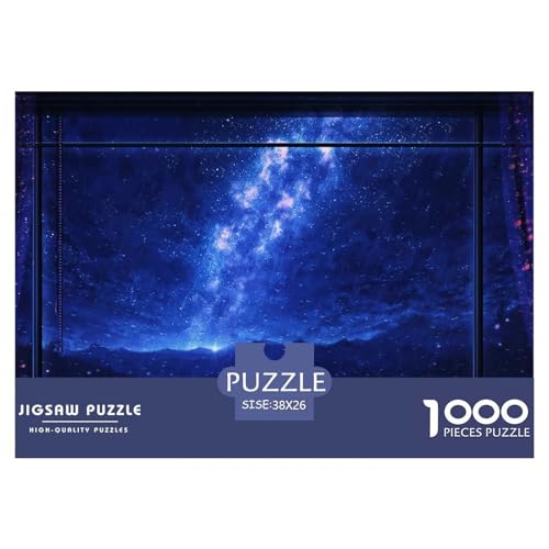 Stargazing Cat,Anime Hölzerne Puzzles Wasserfest 1000 Teile DIY- Puzzle Für Erwachsene Spaß Lernspiele​ von YTPONBCSTUG