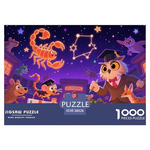 Sternennacht Skorpionschule Hölzerne Puzzles Wasserfest 1000-teiliges Puzzle Geschenke Für Erwachsene Spaß Lernspiele von YTPONBCSTUG