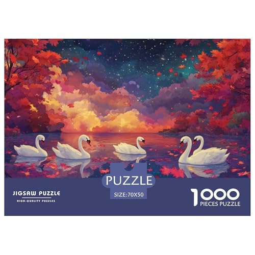 Swans-Night Scene （2） Hölzerne Puzzles Wasserfest 1000 Teile DIY- Puzzle Geschenke Für Erwachsene Bunt Herausfordernde Puzzlespiele​ von YTPONBCSTUG