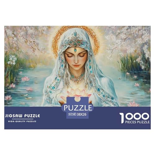 The Holy Mother of The Water-Lotus Flower Hölzerne Puzzles Wasserfest 1000 Teile DIY- Puzzle Für Erwachsene Spaß Herausfordernde Puzzlespiele​ von YTPONBCSTUG