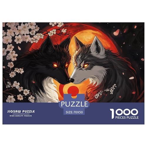Two Wolves-Sakura Blossoms Hölzerne Puzzles Wasserfest 1000-teiliges Puzzle Geschenke Für Erwachsene Herausfordernd Und Knifflig Lernspiele​ von YTPONBCSTUG