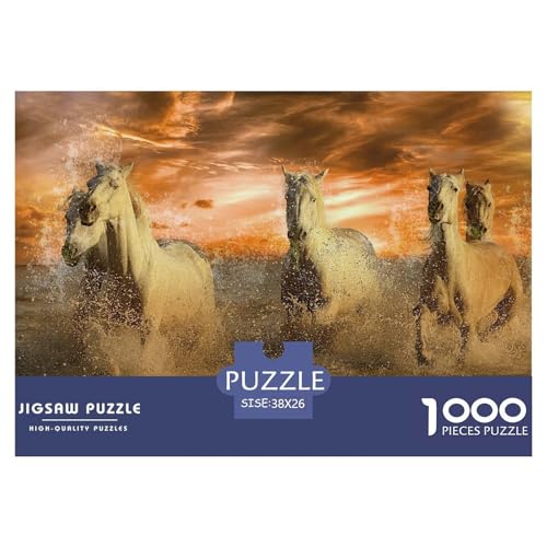 White Horse-Mustang Foal Hölzerne Puzzles Wasserfest 1000 Teile DIY- Puzzle Für Erwachsene Spaß Puzzle Zur Heimdekoration​ von YTPONBCSTUG