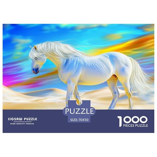 White Horses-Sand Dunes Hölzerne Puzzles Wasserfest 1000 Teile DIY- Puzzle Geschenke Für Erwachsene Herausfordernd Und Knifflig Puzzle Zur Heimdekoration​ von YTPONBCSTUG