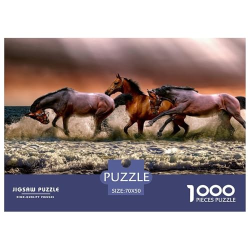 Wild Horse,Brown Horse Hölzerne Puzzles Wasserfest 1000 Teile DIY- Puzzle Für Erwachsene Spaß Puzzle Zur Heimdekoration​ von YTPONBCSTUG