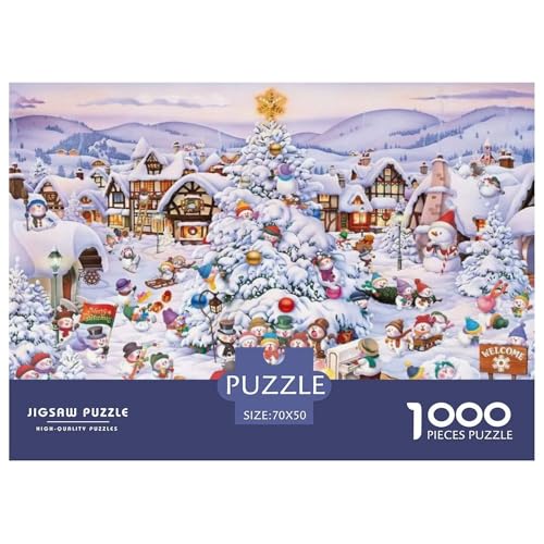 Winter Snowman Hölzerne Puzzles Wasserfest 1000-teiliges Puzzle Geschenke Für Erwachsene Bunt Lernspiele​ von YTPONBCSTUG