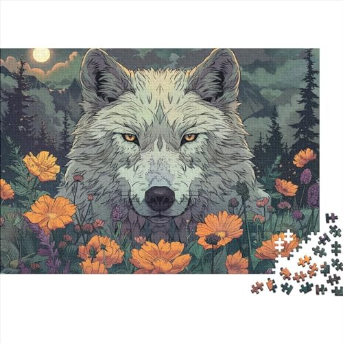 Wolf 500 Teile Puzzle Nachhaltiges Puzzle Für Erwachsene | Hochwertige Umweltfreundliche Materialien |Geschenk Für Erwachsene|Tier Zeichentrickfilm 500pcs (52x38cm) von YTPONBCSTUG