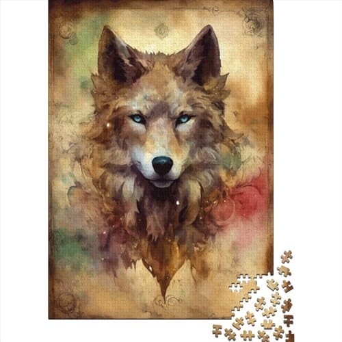 Wolf Puzzle 500 Teile,Geschicklichkeitsspiel Für Die Ganze Familie,Tier Wildtiere Puzzles 500 Teile,Farbenfrohes Holz Puzzle Für Erwachsene 500pcs (52x38cm) von YTPONBCSTUG