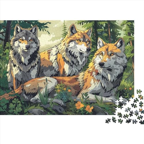 Wolf Puzzles 500 Teile Für Erwachsene|Tier Zeichentrickfilm| 500 Teile Holzpuzzle Lernspiele Heimdekoration Puzzle 500pcs (52x38cm) von YTPONBCSTUG