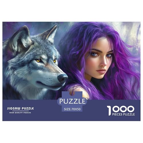 Woman with Purple Hair-Gray Wolf Hölzerne Puzzles Wasserfest 1000 Teile DIY- Puzzle Für Erwachsene Herausfordernd Und Knifflig Herausfordernde Puzzlespiele Woman with Purple Hair-Gray Wolf Hölzerne Puzzles Wasserfest 1000 Teile DIY- Puzzle Für Erwachsene Herausfordernd Und Knifflig Herausfordernde Puzzlespiele von YTPONBCSTUG