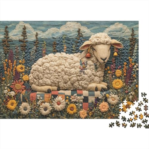Wooly Sheep Puzzles Für Erwachsene Grandma Moses Folk Art Style Style 1000 Stück Puzzles Für Erwachsene Herausforderndes Spiel 1000pcs (75x50cm) von YTPONBCSTUG