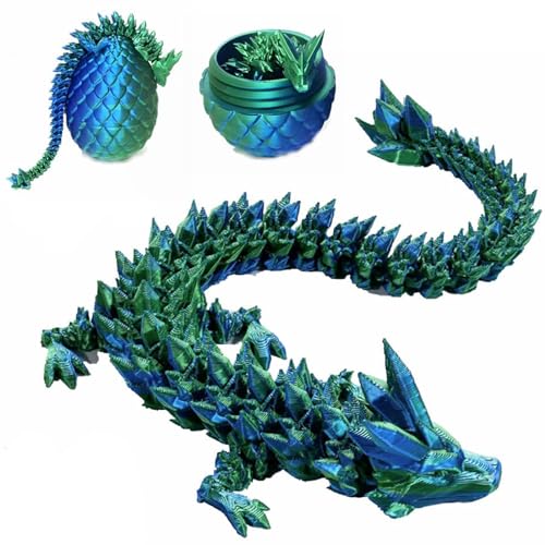 3D-gedruckter Drache mit Überraschungsei, dekorative Osterei-Füllstoffe, Ostergeschenke für Jungen, Kinder, Heimdekoration, Chefdrache, Fidget-Schreibtisch-Spielzeug (grün) von YTRXYLKL